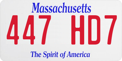 MA license plate 447HD7
