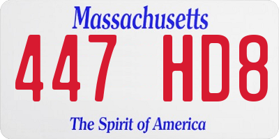 MA license plate 447HD8