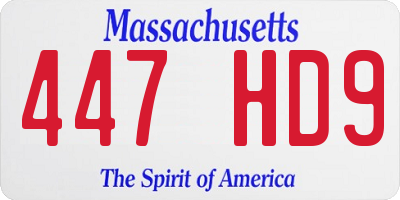 MA license plate 447HD9