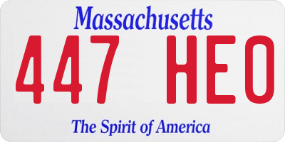 MA license plate 447HE0