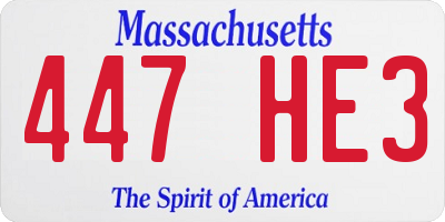 MA license plate 447HE3