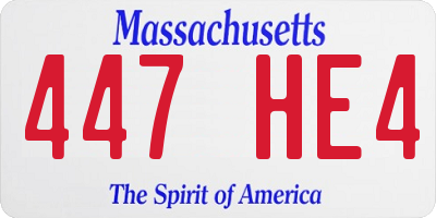 MA license plate 447HE4