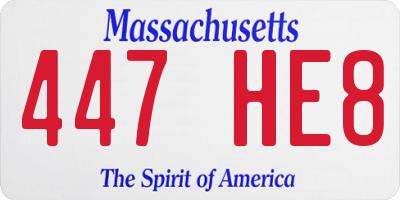 MA license plate 447HE8