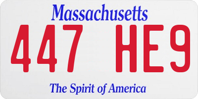MA license plate 447HE9