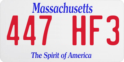 MA license plate 447HF3