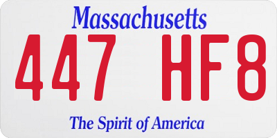 MA license plate 447HF8