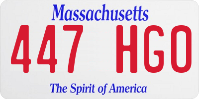 MA license plate 447HG0