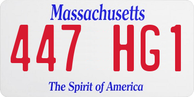 MA license plate 447HG1