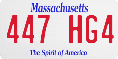 MA license plate 447HG4