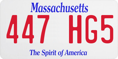 MA license plate 447HG5