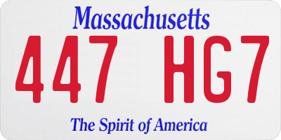 MA license plate 447HG7