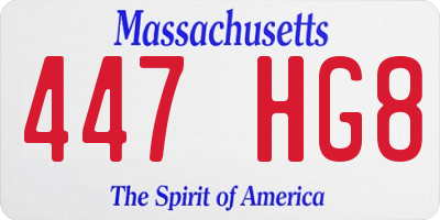 MA license plate 447HG8
