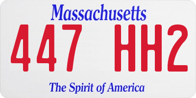 MA license plate 447HH2