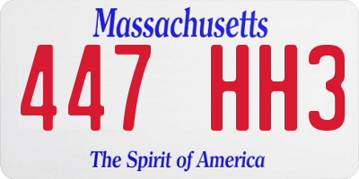 MA license plate 447HH3