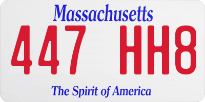 MA license plate 447HH8