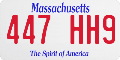 MA license plate 447HH9