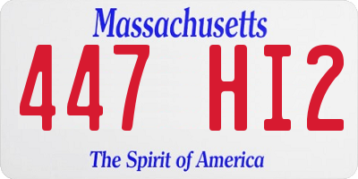 MA license plate 447HI2
