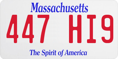 MA license plate 447HI9