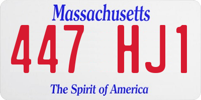 MA license plate 447HJ1