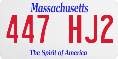 MA license plate 447HJ2