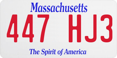 MA license plate 447HJ3