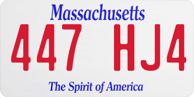 MA license plate 447HJ4
