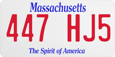 MA license plate 447HJ5