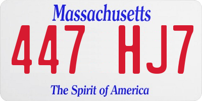 MA license plate 447HJ7