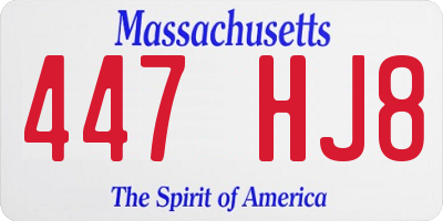 MA license plate 447HJ8