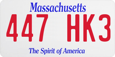MA license plate 447HK3