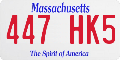 MA license plate 447HK5