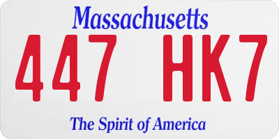 MA license plate 447HK7