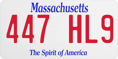 MA license plate 447HL9