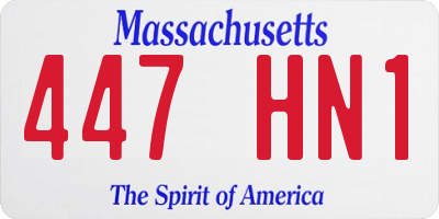 MA license plate 447HN1