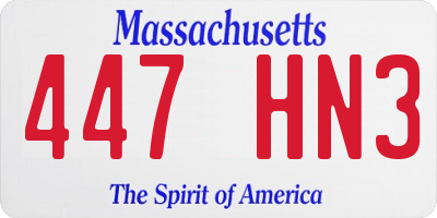MA license plate 447HN3