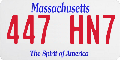 MA license plate 447HN7