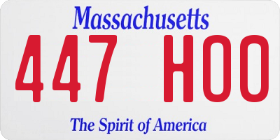 MA license plate 447HO0