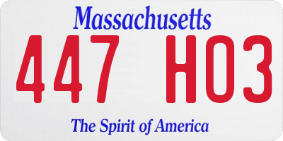 MA license plate 447HO3