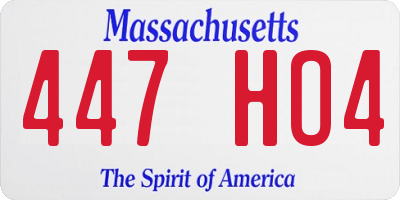 MA license plate 447HO4