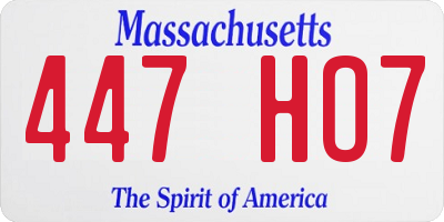 MA license plate 447HO7