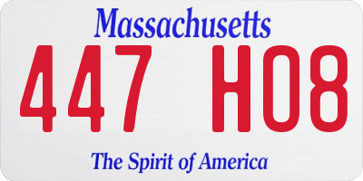 MA license plate 447HO8