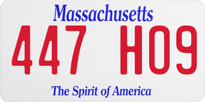 MA license plate 447HO9