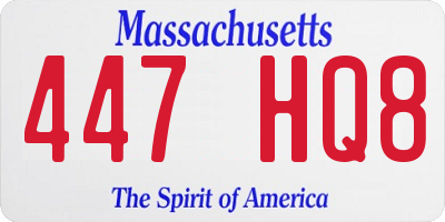 MA license plate 447HQ8