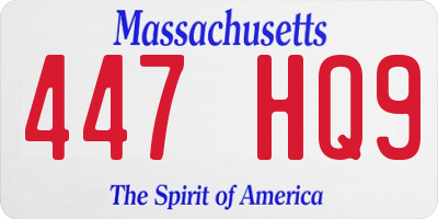 MA license plate 447HQ9