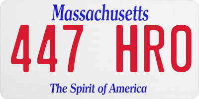 MA license plate 447HR0