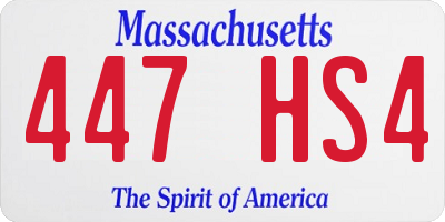 MA license plate 447HS4