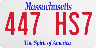 MA license plate 447HS7
