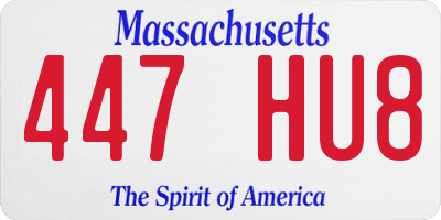 MA license plate 447HU8