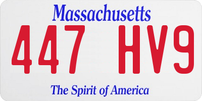 MA license plate 447HV9