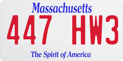 MA license plate 447HW3